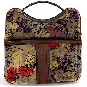 Fossil Vintage Re-Issue RARE Floral Velvet Foldover Clutch